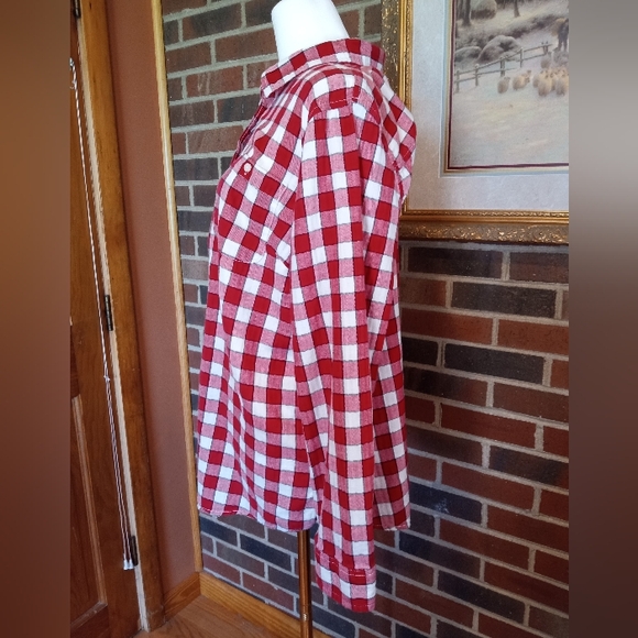 St John's Bay Flannel shirt 100 percent cotton. Size XXL women's red and white - Picture 3 of 8